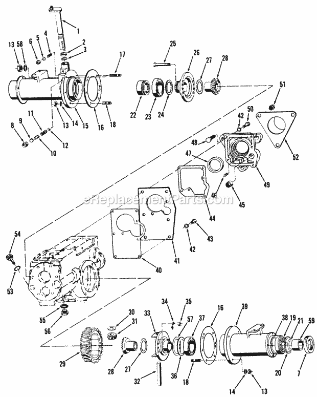 Toro 61-20RG01 (1977) D-250 10-speed Tractor Differential and P.T.O. Cover Diagram