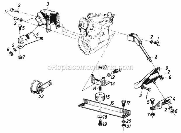 Toro 61-20RG01 (1977) D-250 10-speed Tractor Engine Mounts Diagram