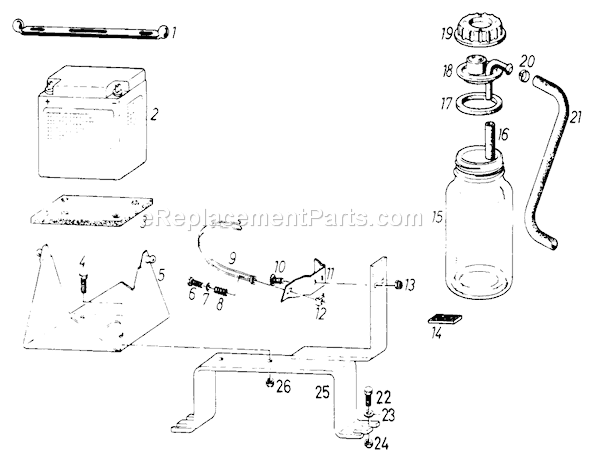 Toro 61-20RG01 (1977) D-250 10-speed Tractor Battery and Compensating Tank Diagram