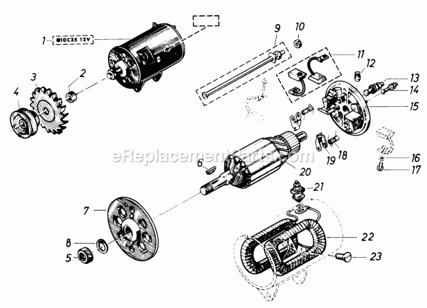 Toro 61-20RG01 (1977) D-250 10-speed Tractor Generator Diagram