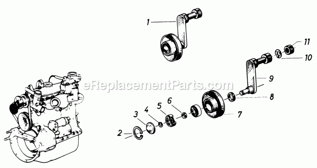 Toro 61-20RG01 (1977) D-250 10-speed Tractor Idler Pulley Diagram