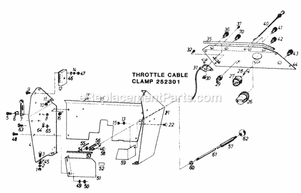 Toro 61-20RG01 (1977) D-250 10-speed Tractor Instruments, Controls, Hoodstand and Fuse Box Diagram