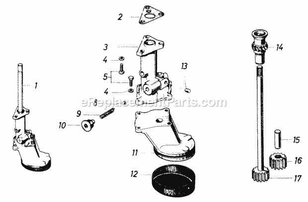 Toro 61-20RG01 (1977) D-250 10-speed Tractor Oil Pump Diagram