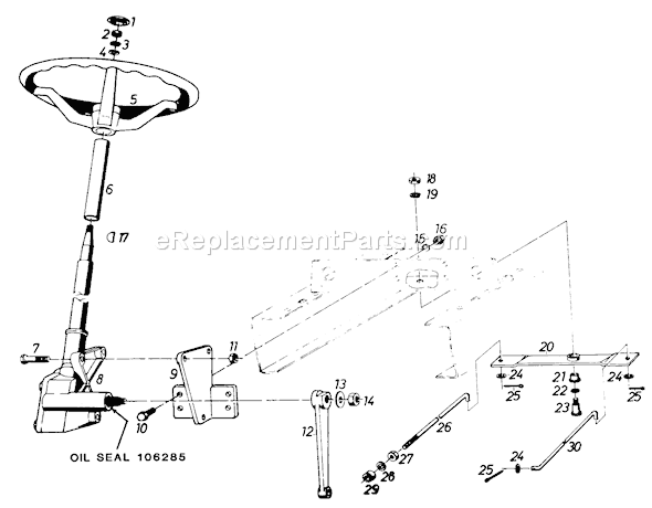 Toro 61-20RG01 (1977) D-250 10-speed Tractor Steering Gear, Pitman Arm and Bracket Diagram