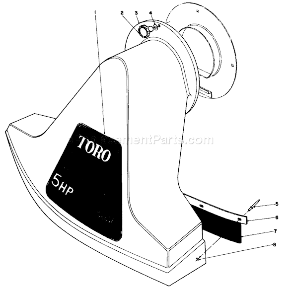 Toro 62912 (1000001-1999999)(1991) Blower-Vacuum Snout Assembly Diagram