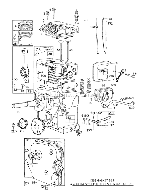 Toro 62912 (6000001-6999999)(1976) Blower-Vacuum Engine Model No. 130202 Type 0600-01 Briggs & Stratton Diagram