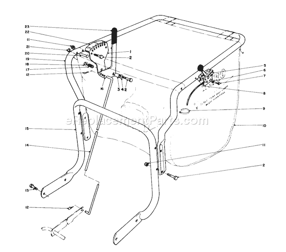 Toro 62912 (8000001-8999999)(1988) Blower-Vacuum Control and Handle Assembly Diagram