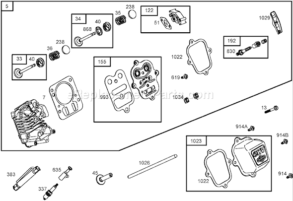 Toro 62925 (260000001-260999999)(2006) Blower-Vacuum Cylinder Head Assembly Briggs and Stratton 126302-0245-E1 Diagram