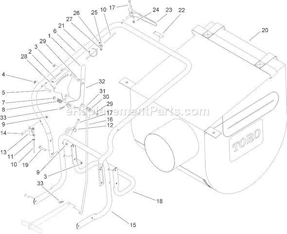 Toro 62925 (260000001-260999999)(2006) Blower-Vacuum Handle and Vacuum Bag Assembly Diagram