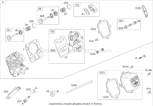 Toro 62925 (270000001-270999999)(2007) Blower-Vacuum Cylinder Head Assembly Briggs and Stratton 126302-0210-B1 Diagram