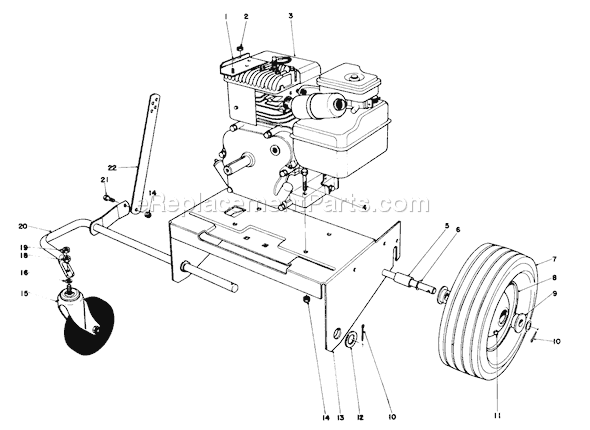 Toro 62933 (6000001-6999999)(1976) Blower-Vacuum Engine and Base Assembly Diagram