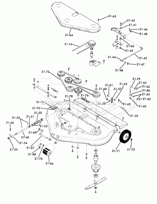 Toro 65-36XS03 (1976) 36-in. Side Discharge Mower 21.000 Mowing Unit 65-36mr03 & 65-36xs03 Diagram