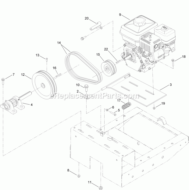 Toro 68016 (315000001-315999999) Mm-658h-s Mortar Mixer, 2015 Engine and Pinion Assembly Diagram
