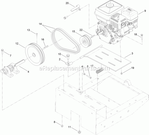 Toro 68017 (316000001-316999999) Mm-658h-p Mortar Mixer, 2016 Engine and Pinion Assembly Diagram