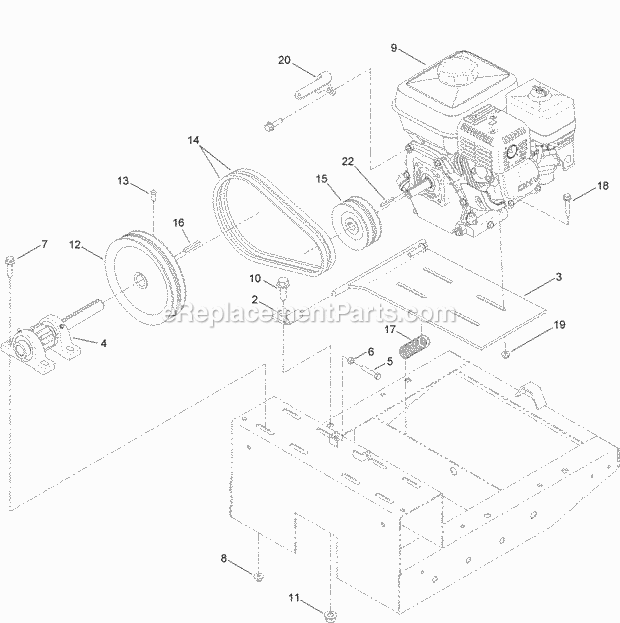 Toro 68021 (315000001-315999999) Mm-858h-p Mortar Mixer, 2015 Engine and Pinion Assembly Diagram