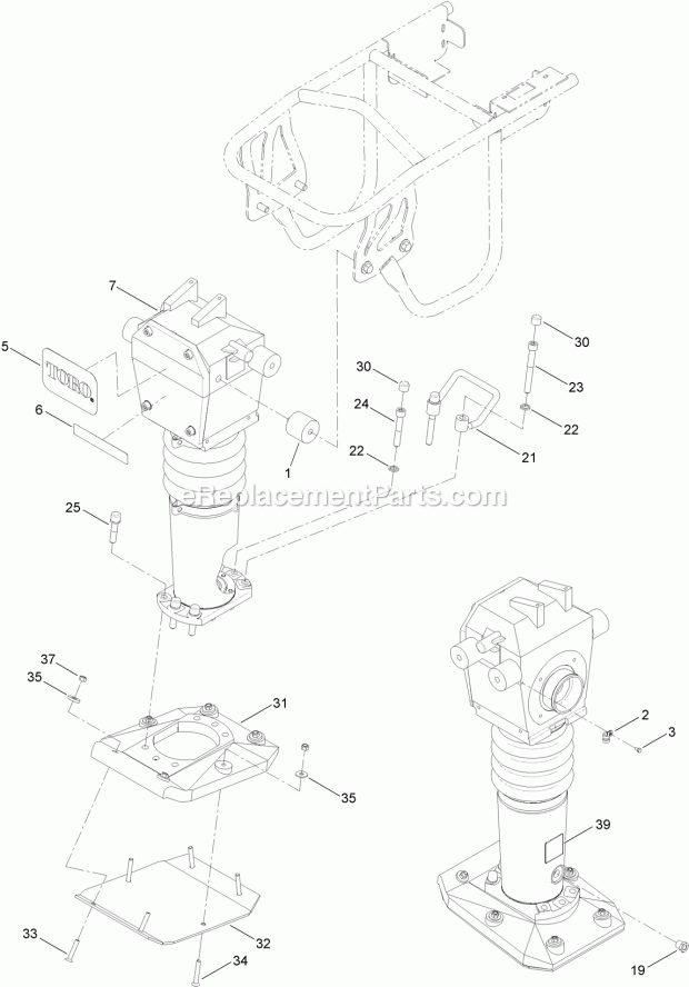 Toro 68034 (400000000-999999999) Vr-2650 Rammer Compactor, 2017 Lower Unit Assembly Diagram