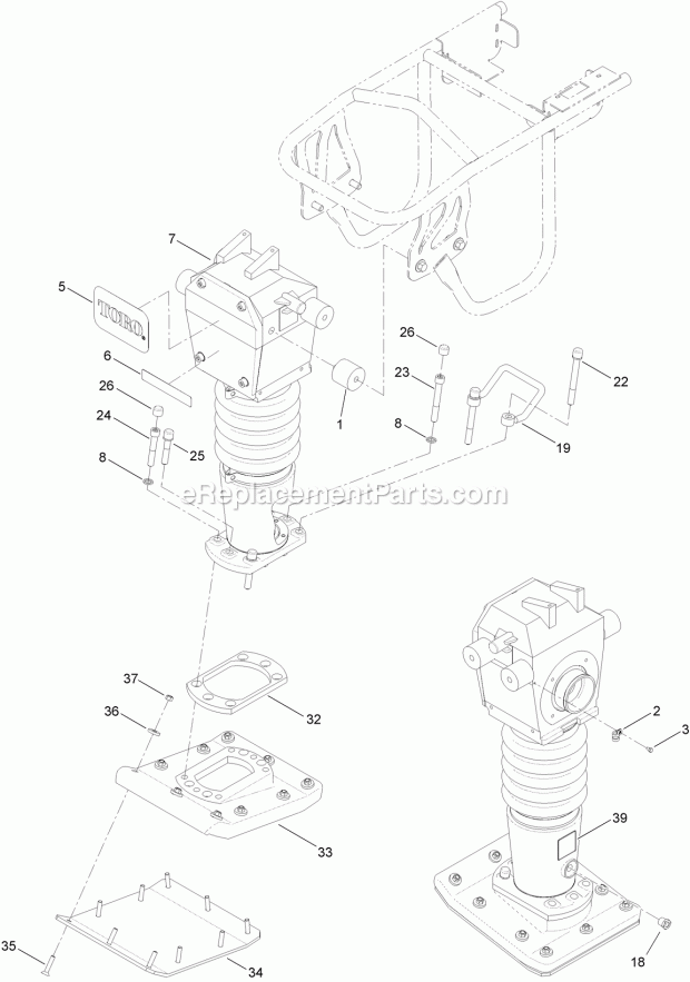 Toro 68035 (400000000-999999999) Vr-3100 Rammer Compactor, 2017 Lower Unit Assembly Diagram