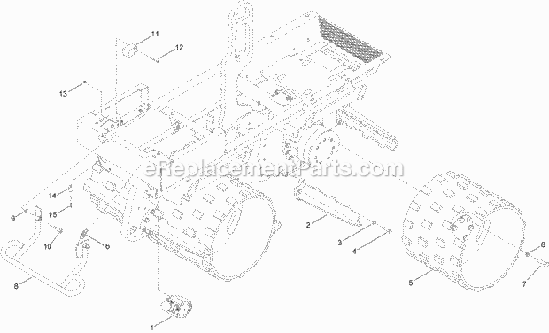 Toro 68039 (313000001-313999999) Tr-34d Trench Roller, 2013 Drum and Scraper Assembly Diagram
