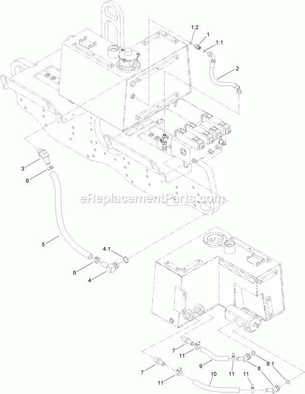 Toro 68039 (314000001-314999999) Tr-34d Trench Roller, 2014 Hydraulic Routing Assemlby Tank Assembly Diagram