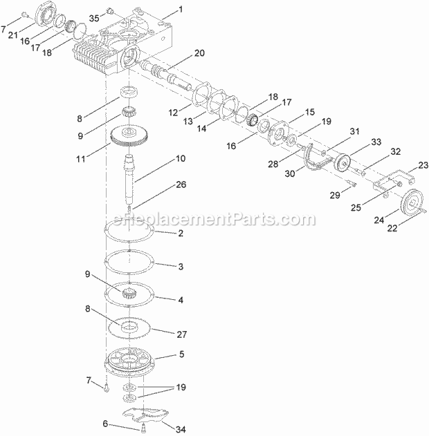 Toro 68050 (316000001-3169999999) Pt-46 Power Trowel, 2016 Gearbox Assembly No. 125-4991 Diagram