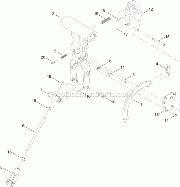 Toro 68051 (313000001-313999999) Pt-46pp Power Trowel, 2013 Pitch Handle Locking Guide Assembly Diagram