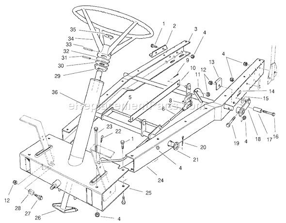 Toro 70044 (210000001-210999999)(2001) Lawn Tractor Frame Assembly Diagram