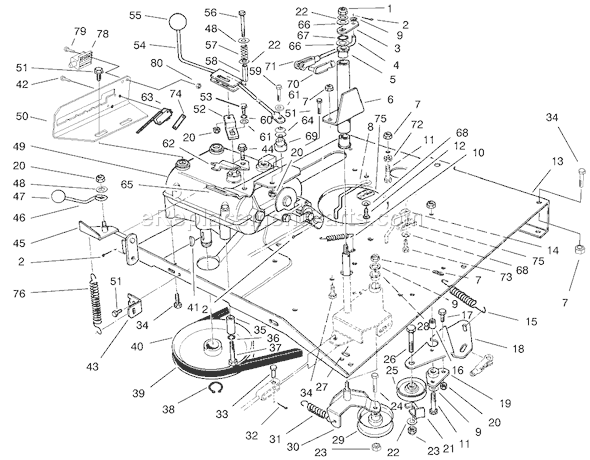 Toro 70122 (210000001-210999999)(2001) Lawn Tractor Transmission & Linkage Assembly Diagram