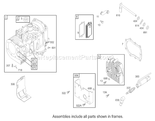 Toro 70125 (230000001-230999999)(2003) Lawn Tractor Cylinder Assembly Engine Briggs and Stratton Model 28m707-1127-E1 Diagram