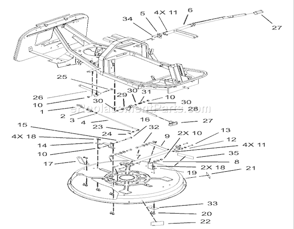 Toro 70125 (230000001-230999999)(2003) Lawn Tractor Deck Suspension Assembly Diagram