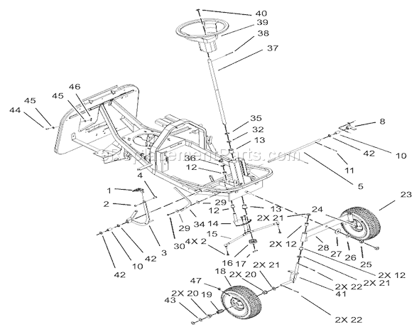 Toro 70125 (230000001-230999999)(2003) Lawn Tractor Front Axle and Steering Assembly Diagram