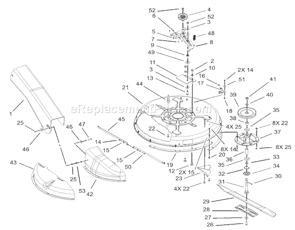 Toro 70184 (230000001-230999999)(2003) Lawn Tractor Deck and Spindle Assembly Diagram