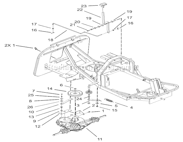 Toro 70185 (240000001-240999999)(2004) Lawn Tractor Gear Transmission and Linkage Assembly Diagram