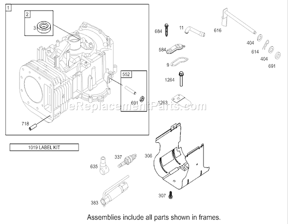 Toro 70185 (250000001-250999999)(2005) Lawn Tractor Cylinder Assembly Briggs and Stratton 31g777-0121-E1 Diagram