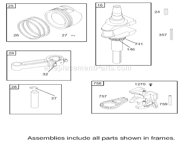 Toro 70185 (270000001-270805705)(2007) Lawn Tractor Crankshaft Assembly Briggs and Stratton 31g777-0121-E1 Diagram