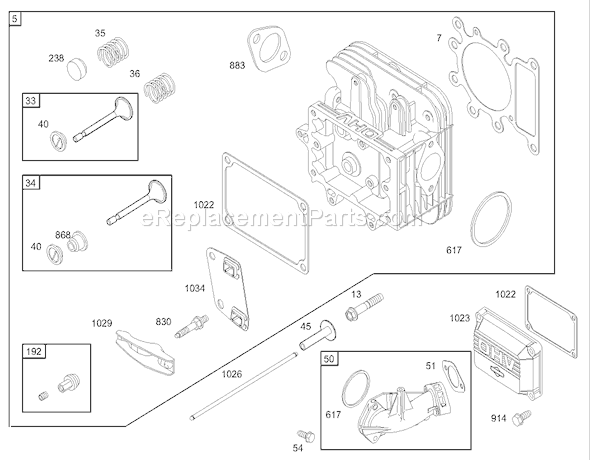 Toro 70186 (240000001-240999999)(2004) Lawn Tractor Cylinder Head Assembly Briggs and Stratton 31g777-0121-E1 Diagram