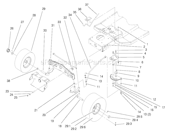Toro 71188 (7900001-7999999)(1997) Lawn Tractor Front Axle Assembly Diagram