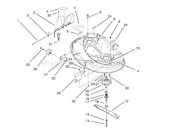 Toro 71191 (5910001-5999999)(1995) Lawn Tractor Housing & Spindle Assembly (38