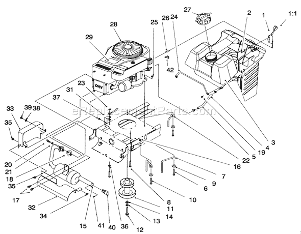 Toro 71192 (6900001-6999999)(1996) Lawn Tractor Engine Assembly Diagram