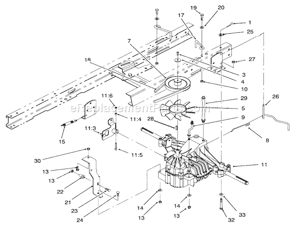 Toro 71196 (6900001-6999999)(1996) Lawn Tractor Transaxle Assembly Diagram