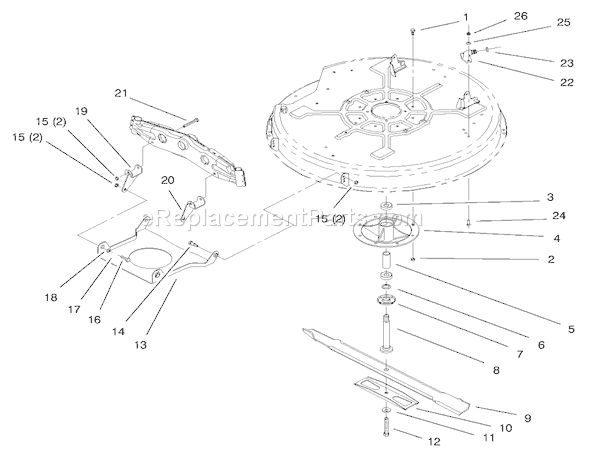 Toro 71201 (8900001-8999999)(1998) Lawn Tractor Spindle And Blade Assembly Diagram