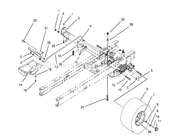 Toro 71203 (3900001-3999999)(1993) Lawn Tractor Speed Control & Rear Wheel Assembly Diagram