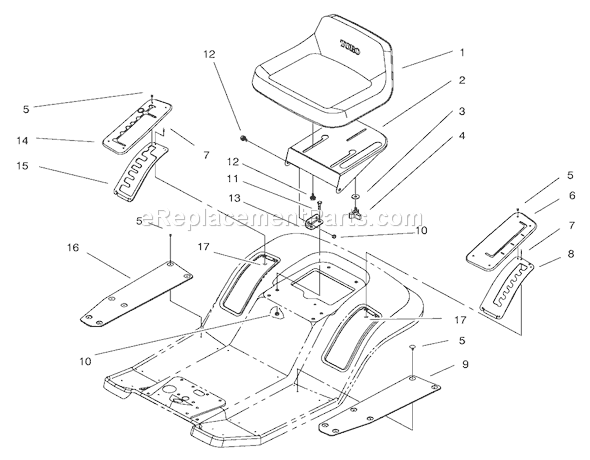 Toro 71205 (6900001-6999999)(1996) Lawn Tractor Seat Assembly Diagram
