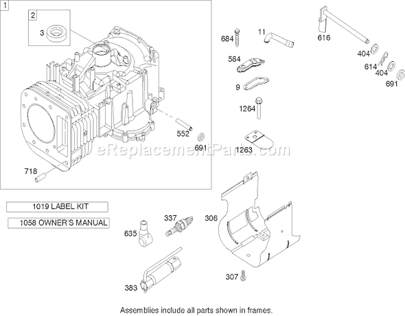 Toro 71209 (260000001-260999999)(2006) Lawn Tractor Cylinder Assembly Briggs and Stratton 21a907-0169-E1 Diagram