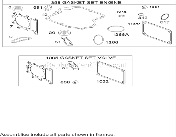 Toro 71209 (260000001-260999999)(2006) Lawn Tractor Gasket Assembly Briggs and Stratton 21a907-0169-E1 Diagram