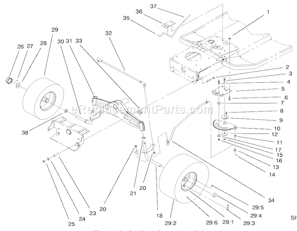 Toro 71218 (7900001-7999999)(1997) Lawn Tractor Front Axle Assembly Diagram