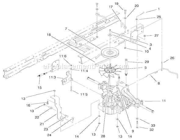 Toro 71218 (7900001-7999999)(1997) Lawn Tractor Transaxle Assembly Diagram