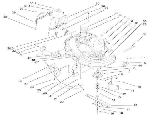 Toro 71223 (200000001-200999999)(2000) Lawn Tractor Height of Cut Components Assembly Diagram