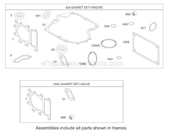 Toro 71227 (230000001-230999999)(2003) Lawn Tractor Gasket Assembly Briggs and Stratton Model 286h77-0121-E1 Diagram