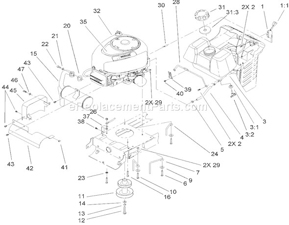 Toro 71227 (240000001-240999999)(2004) Lawn Tractor Engine System Component Assembly Diagram