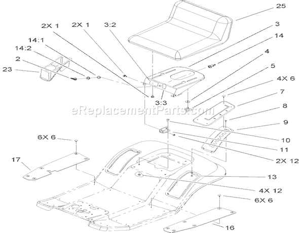 Toro 71227 (240000001-240999999)(2004) Lawn Tractor Rear Body and Seat Assembly Diagram